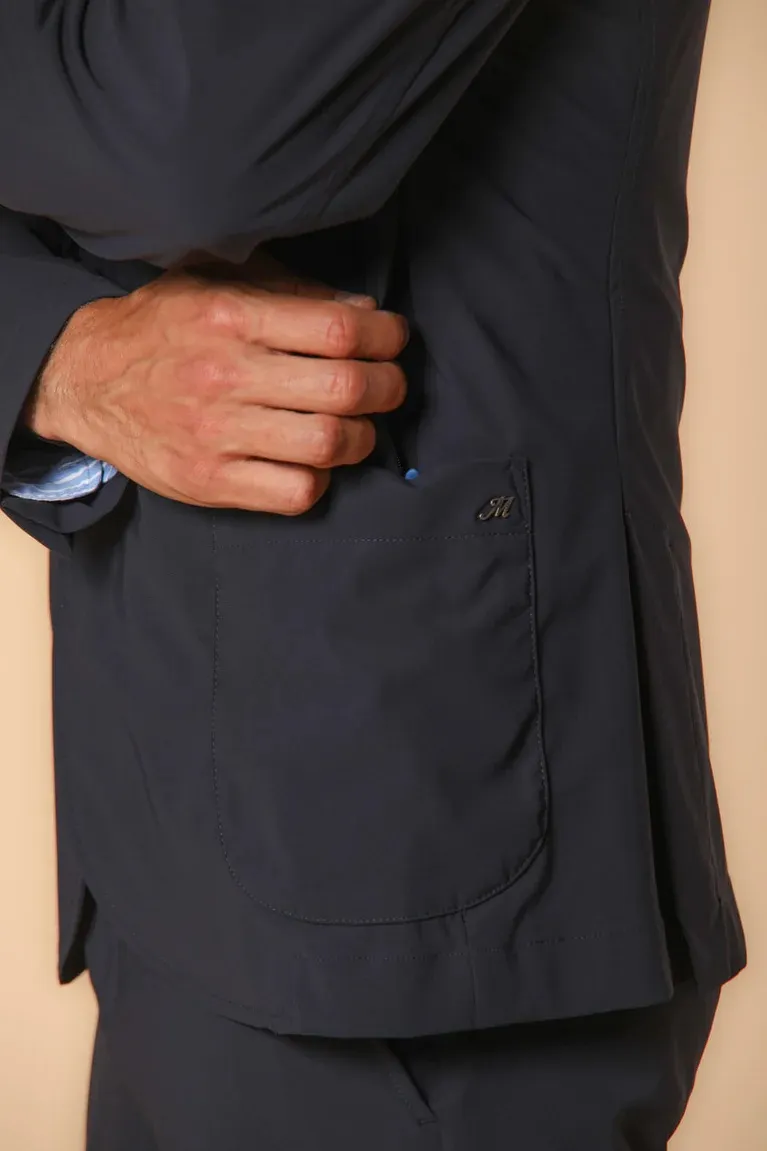 Men's Business Casual Button-Down Knit Navy Blue Blazer