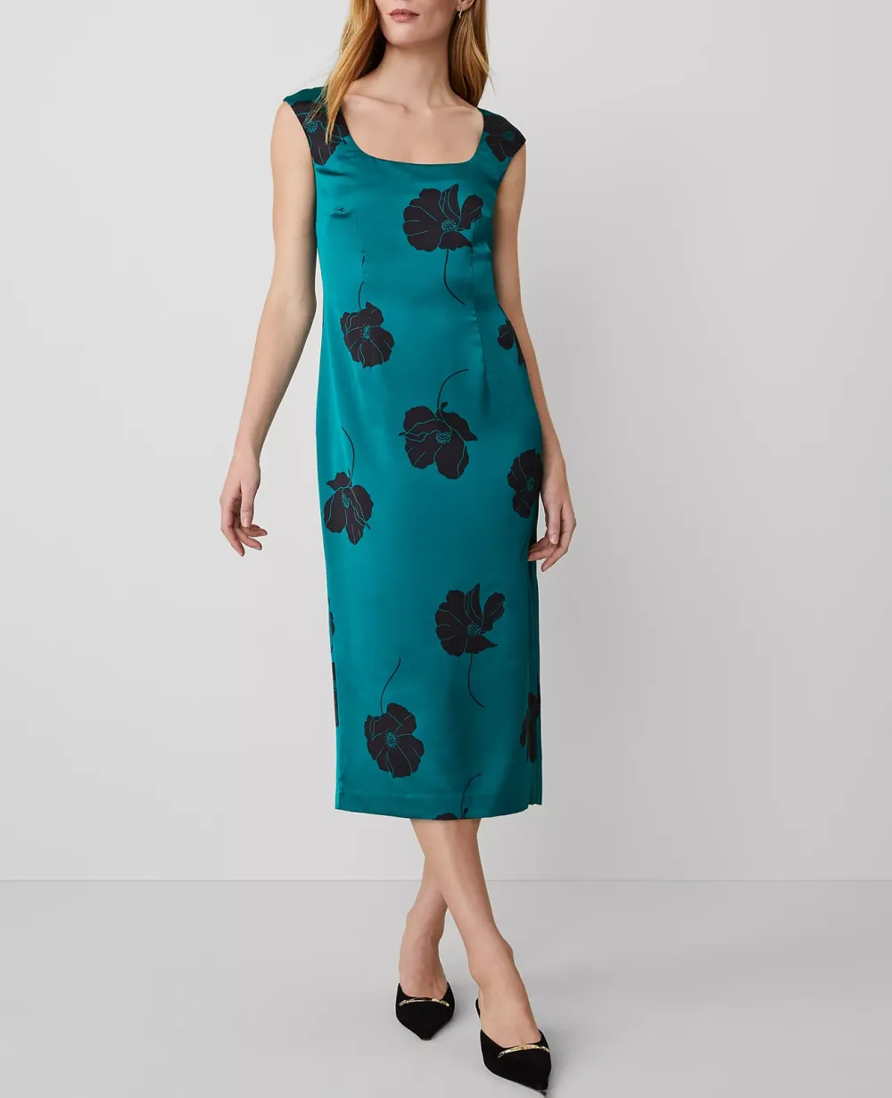 Floral Square Neck Column Maxi Dress