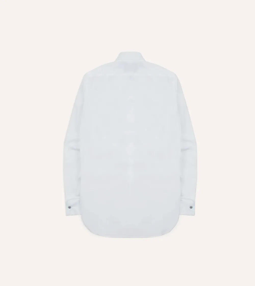 White Cotton Long Point Collar Dinner Shirt Casual Style