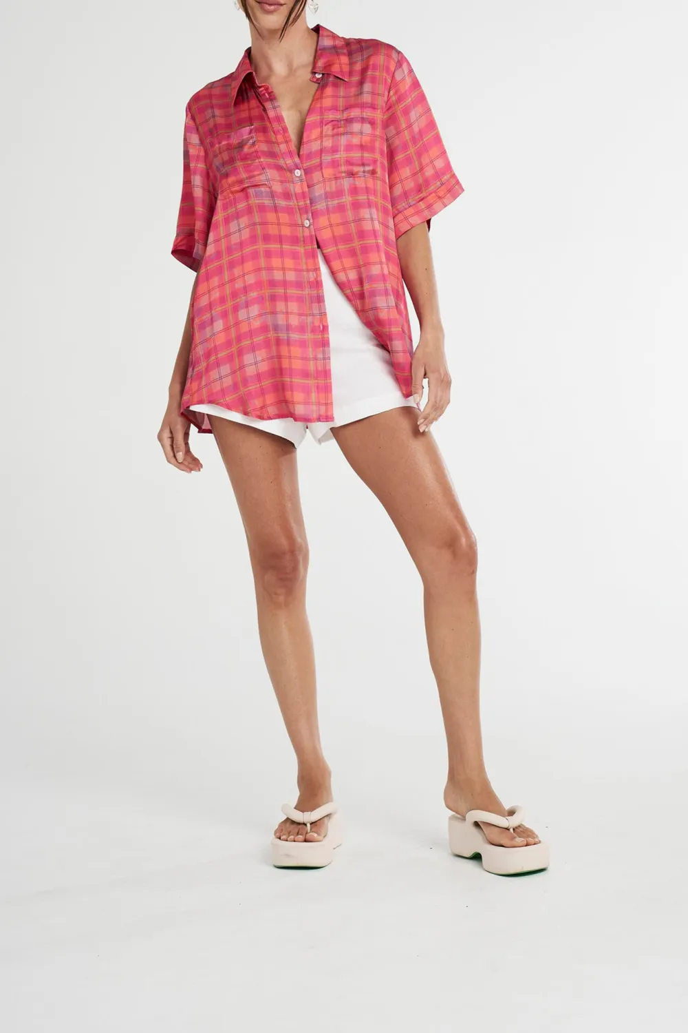 Neon All-Match Daily Plaid Short-Sleeved Shirt
