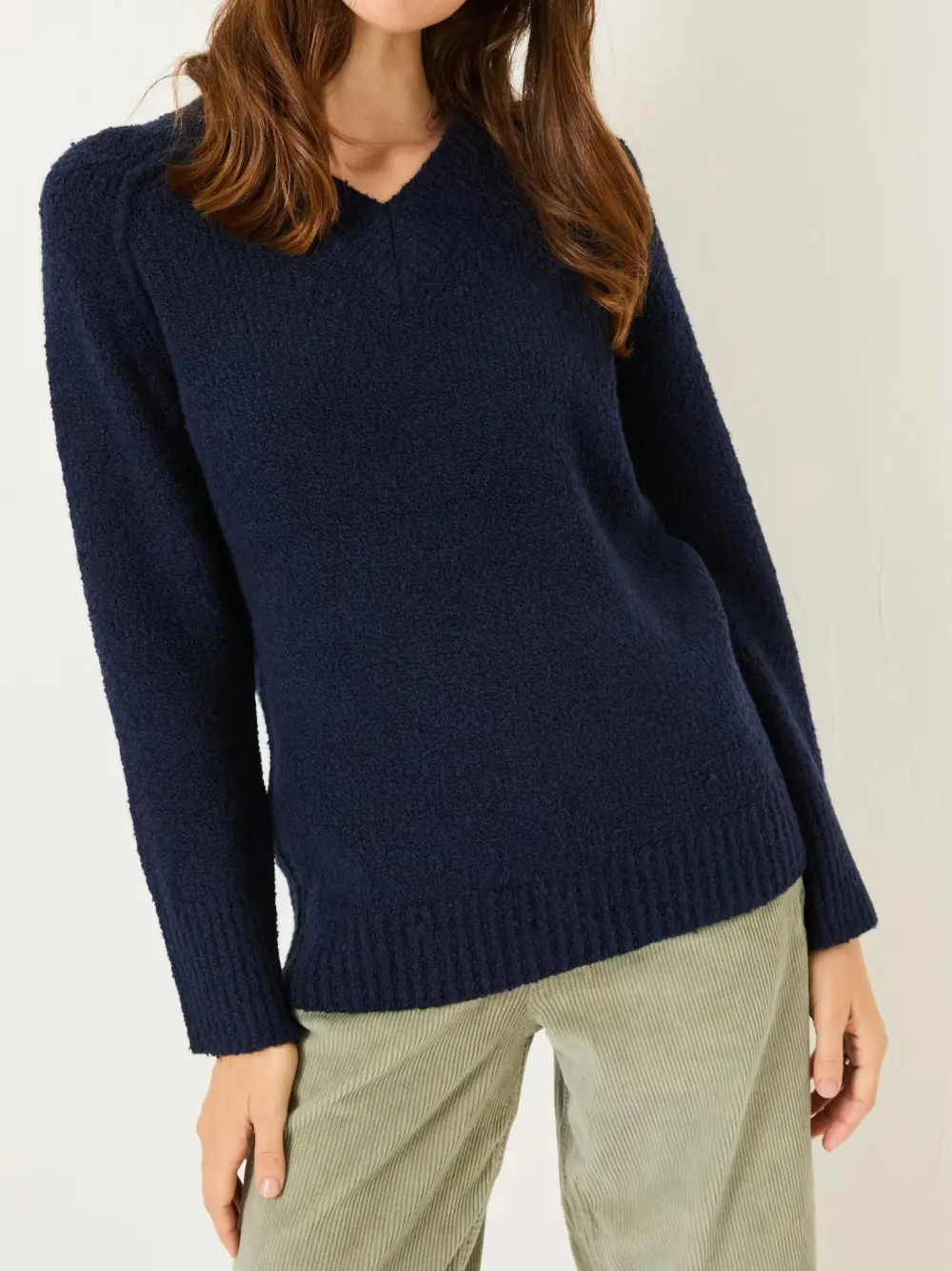 Navy Relaxed V-Neck Sweaters