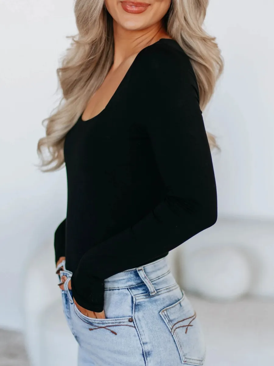 Plain Long Sleeve Bodysuit