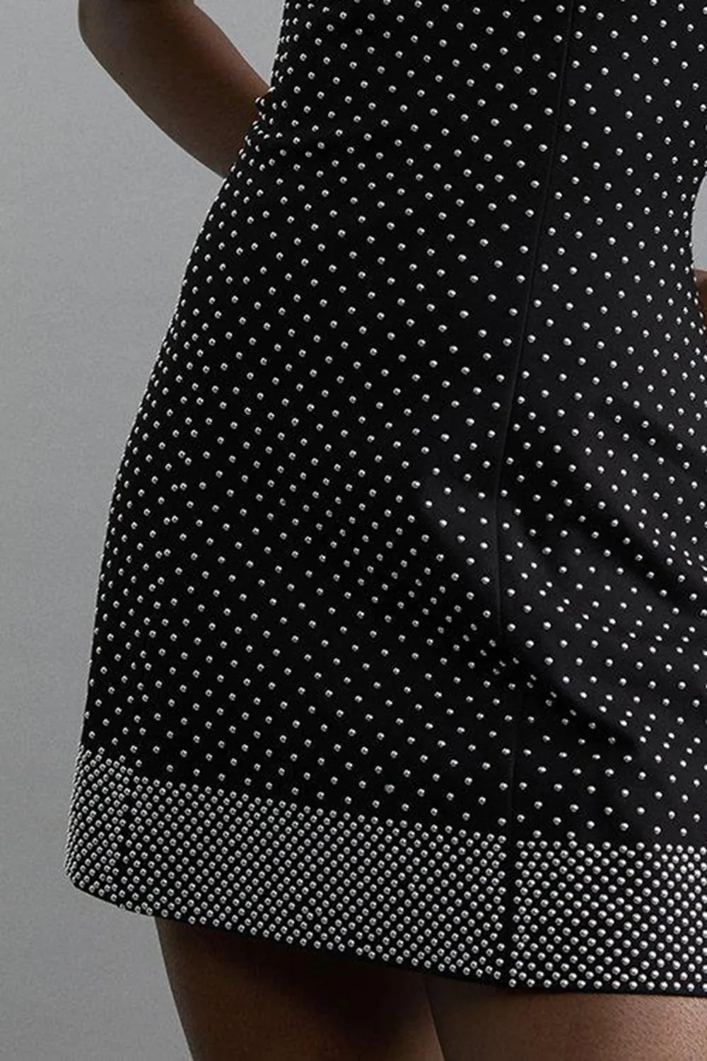 Studded Non-Stretch Jersey Mini Dress