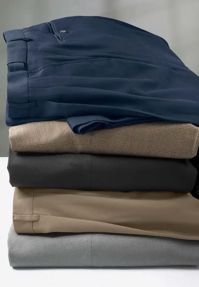 KS Signature No Hassle Classic Fit Expandable Waist Plain Front Dress Pants