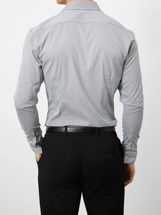 Grey Stripe Soft Comfortable Business Blouse