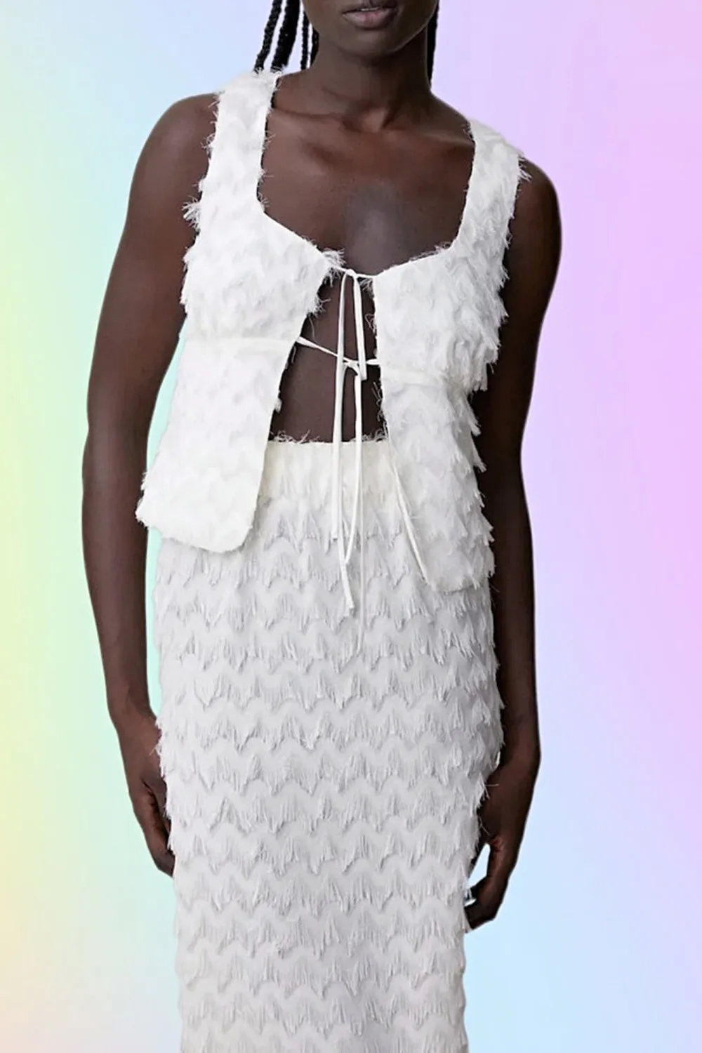 White Minimalist Soft Breathable Texture Skirt