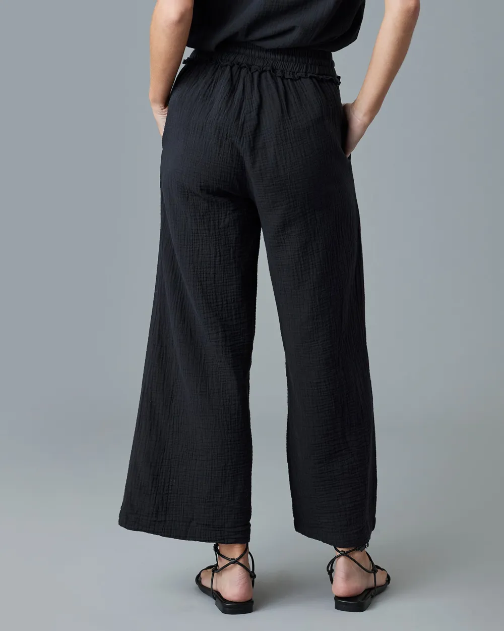 Black Drawstring Wide Leg Lounge Pant