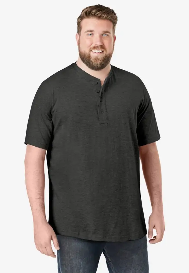 Shrink-Less Lightweight Henley T-Shirt