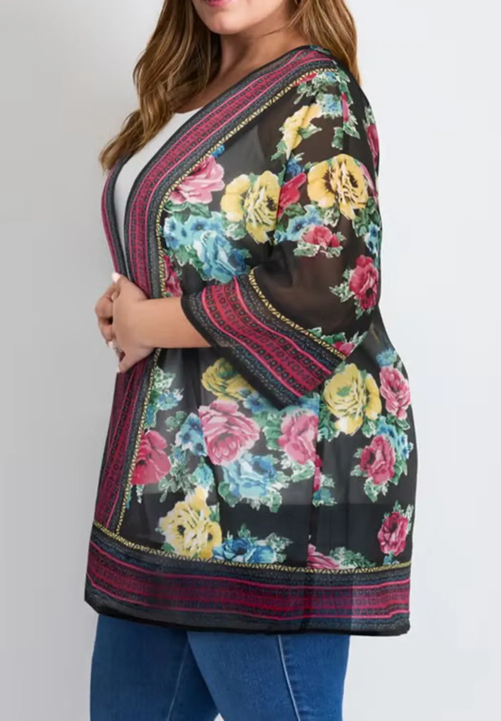 Color Blocked Border Cardigan