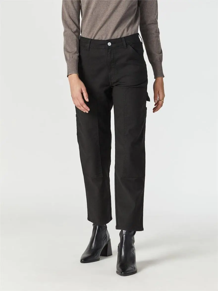 Casual Style Straight Leg Black Pants