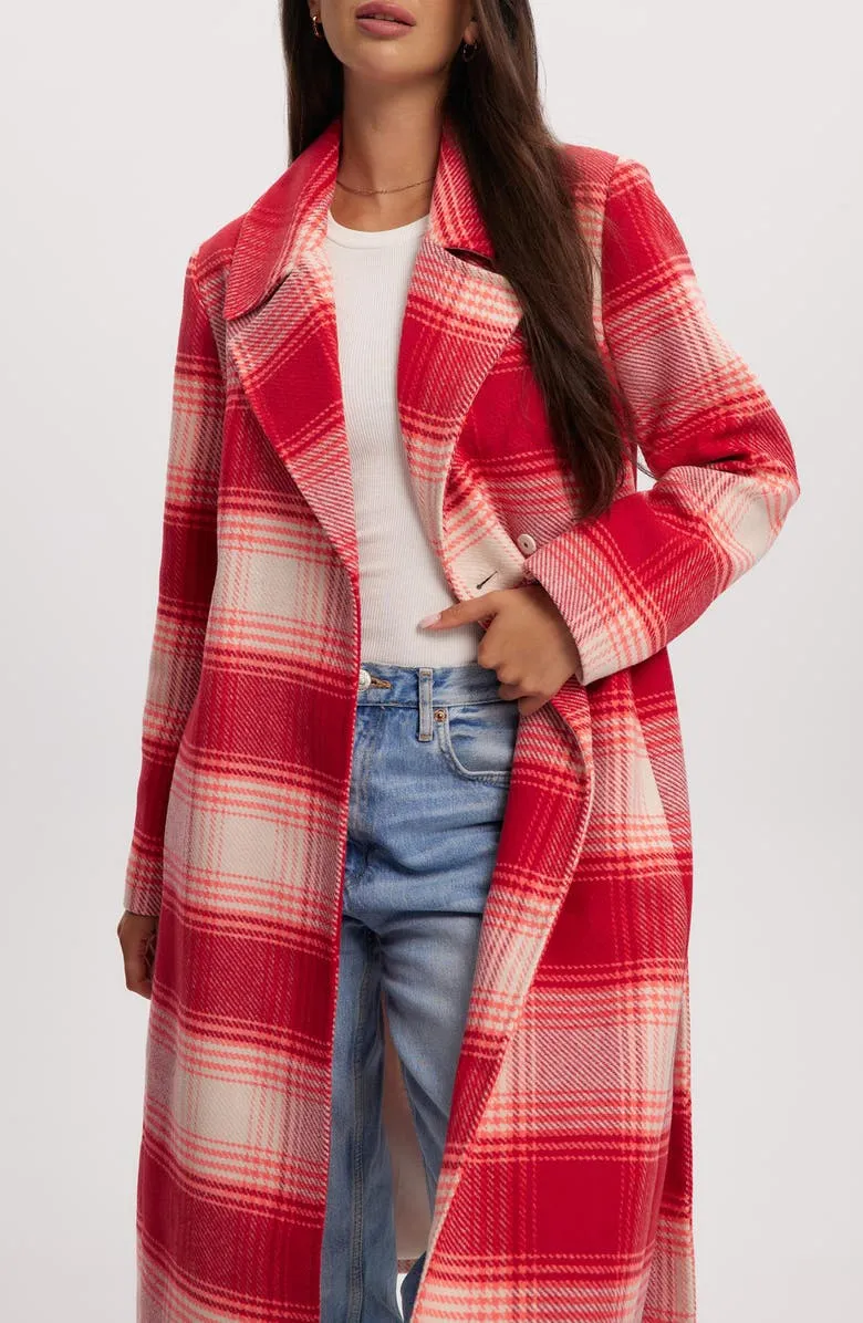 Vegan Wool Plaid Coat