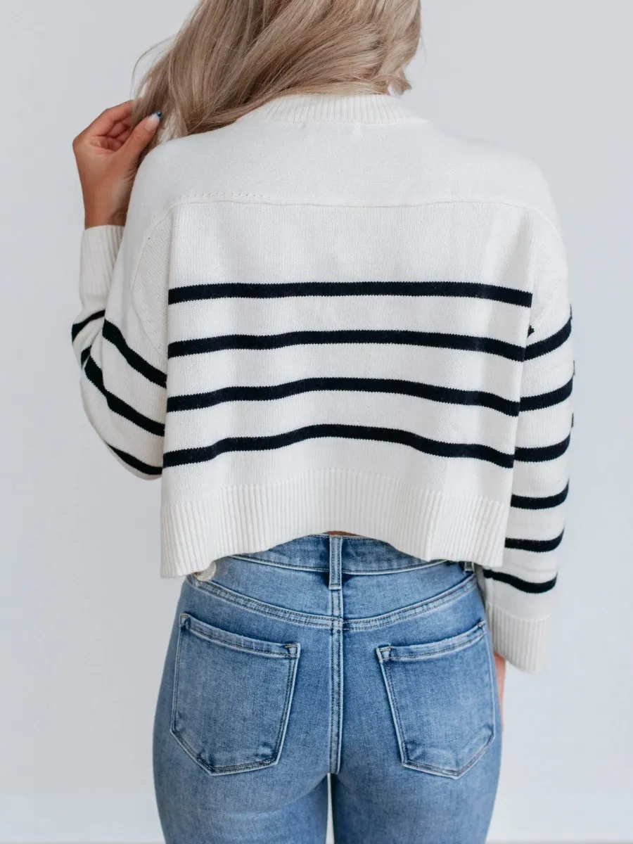 Striped Knit Button Cardigan
