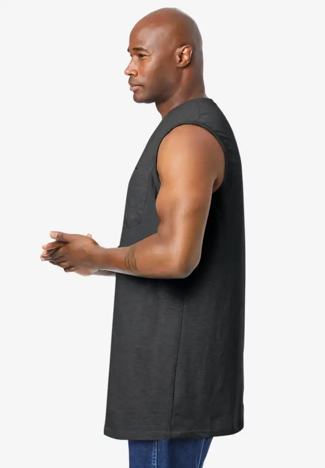 Shrink-Less Longer-Length Lightweight Muscle Pocket Tee