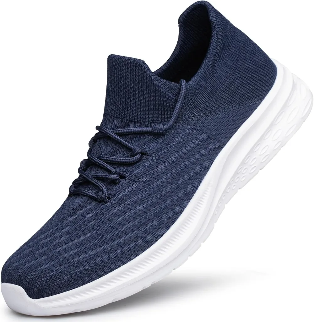 Mens Walking Shoes Non Slip Tennis Slip on Sneakers Casual Lightweight Brethable Workout Gym Shoes