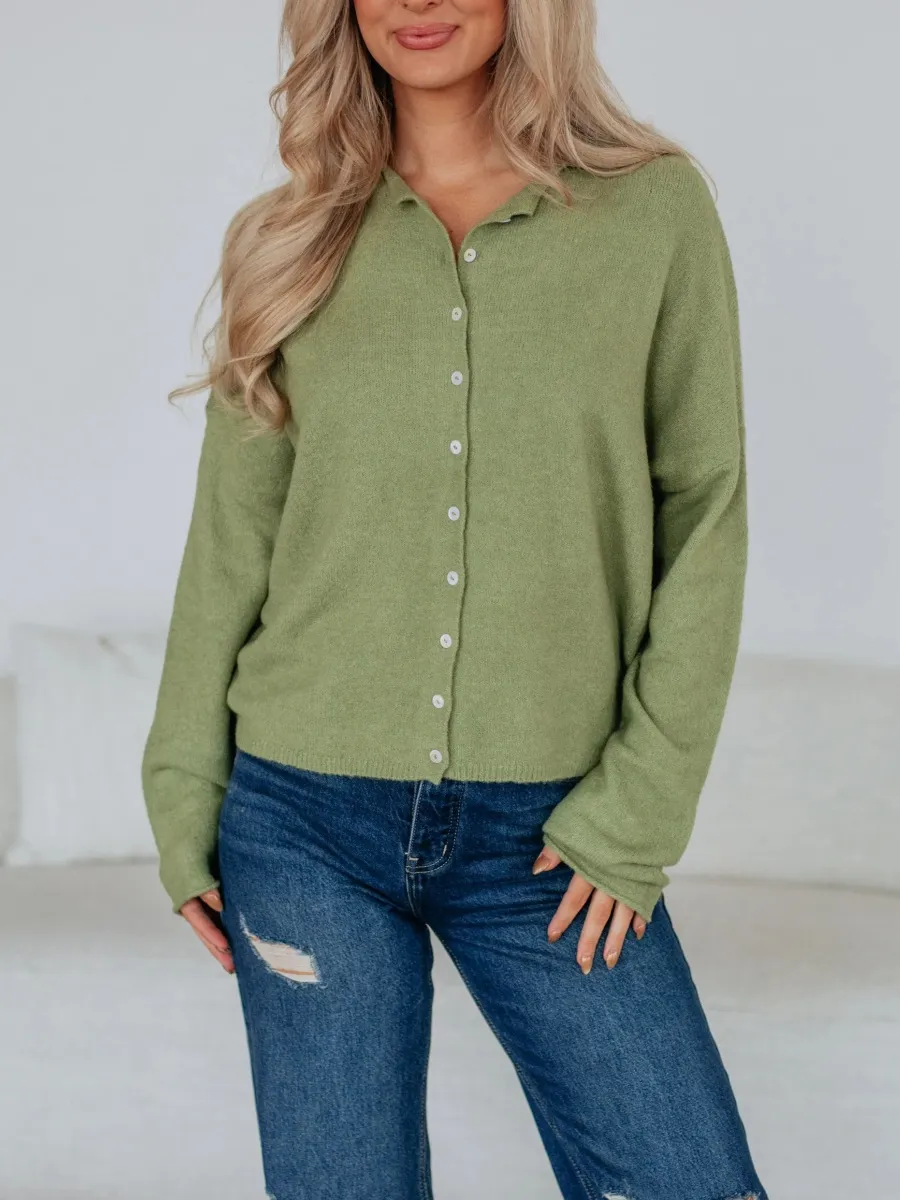 Plain Round Neck Cardigan