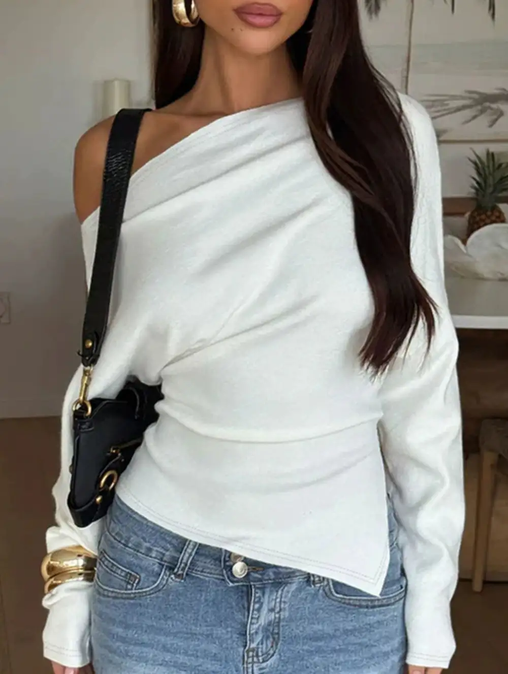 Slim-Fit Asymmetrical Long-Sleeve Base T-Shirt