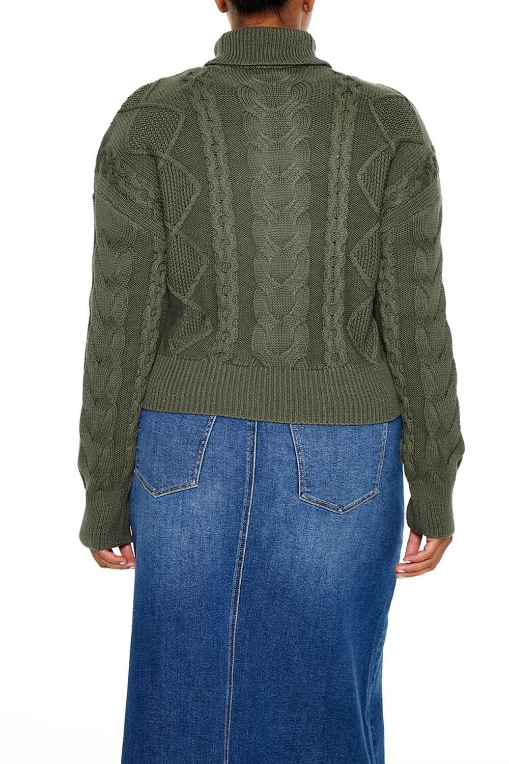 Plus Size Cable Knit Turtleneck Sweater