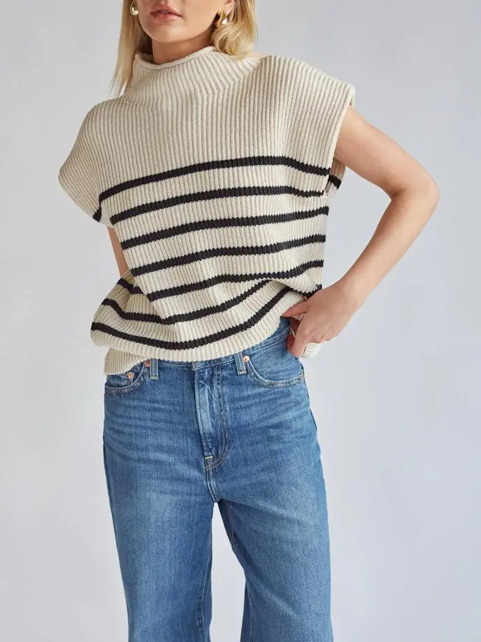 Amari Mock Neck Sleeveless Sweater Top