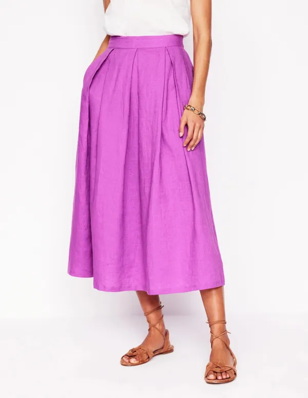 Foxglove Purple Verity Linen Midi Skirt
