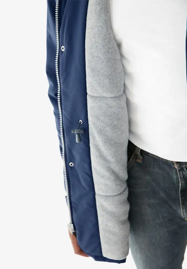 Fleece-Lined Parka with Detachable Hood and 6 Pockets