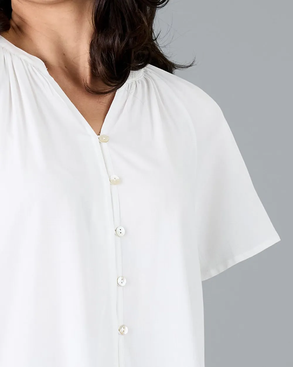 Elegant White Short Sleeve Blouse