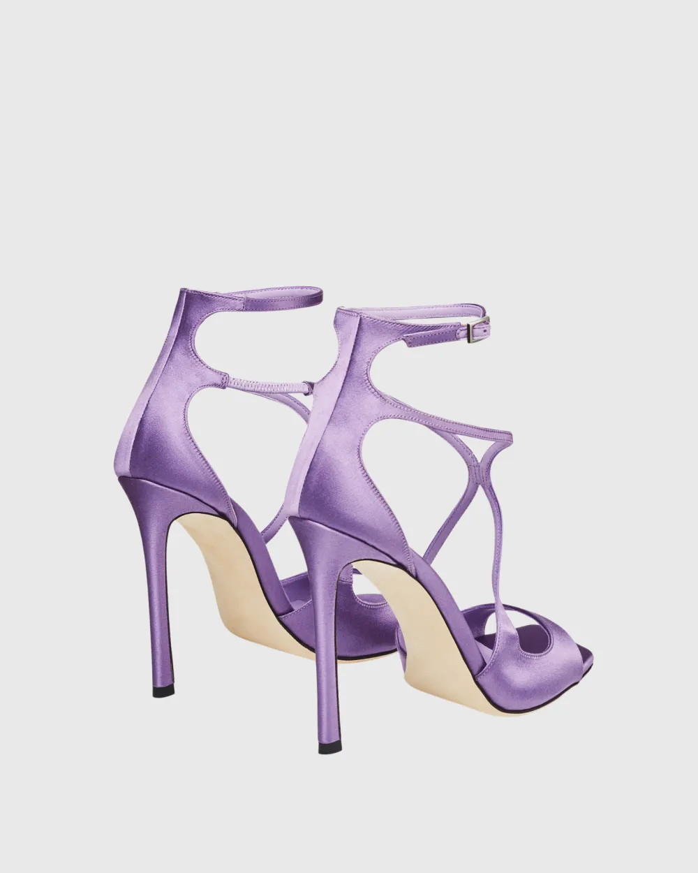 Strap Satin Sandals in Violet