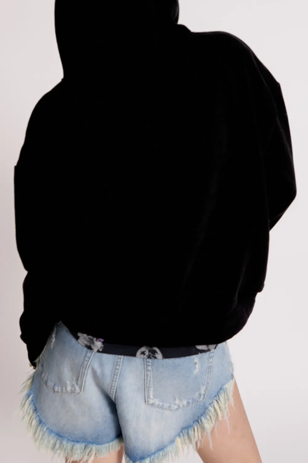 Black Comfortable Breathable Drawstring Loose  Hoodie