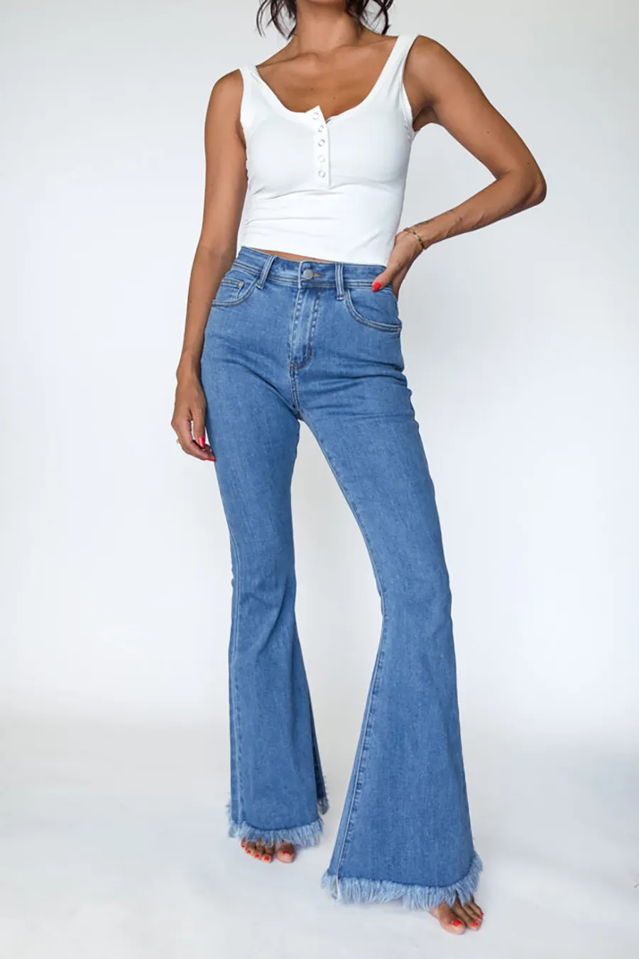 Medium Wash Stretchy Flare Jeans