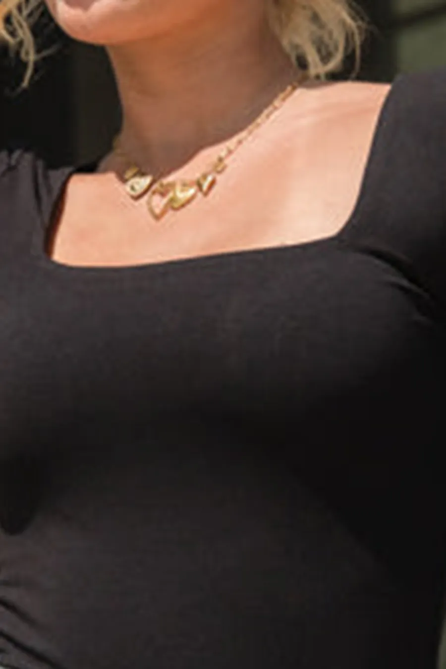 Black Square Neck Bodysuit