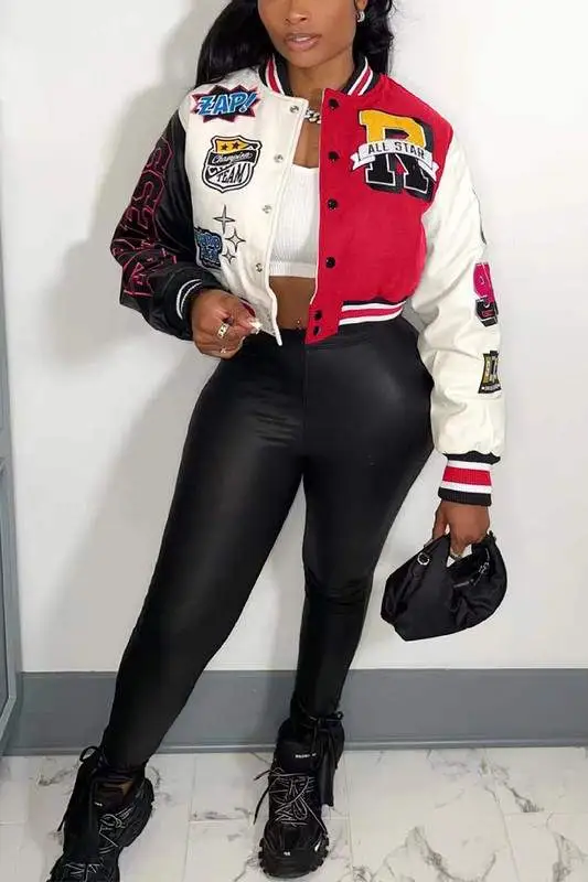 Apex Two-Tone Cropped Varsity Jacket