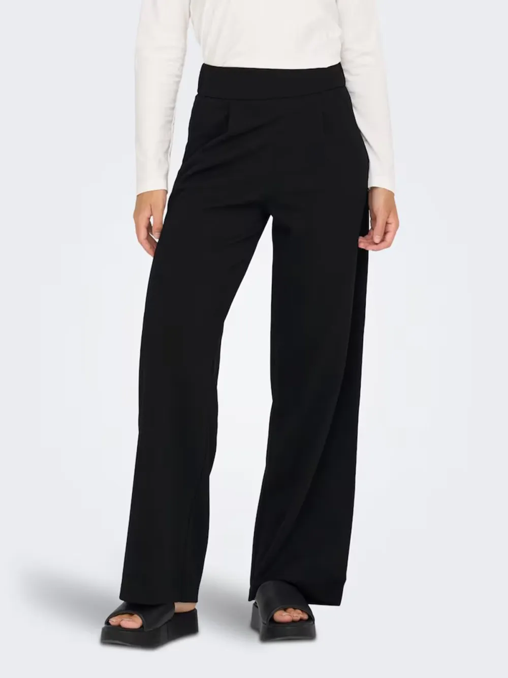 Casual Style Wide Leg Pleat-Front Pants