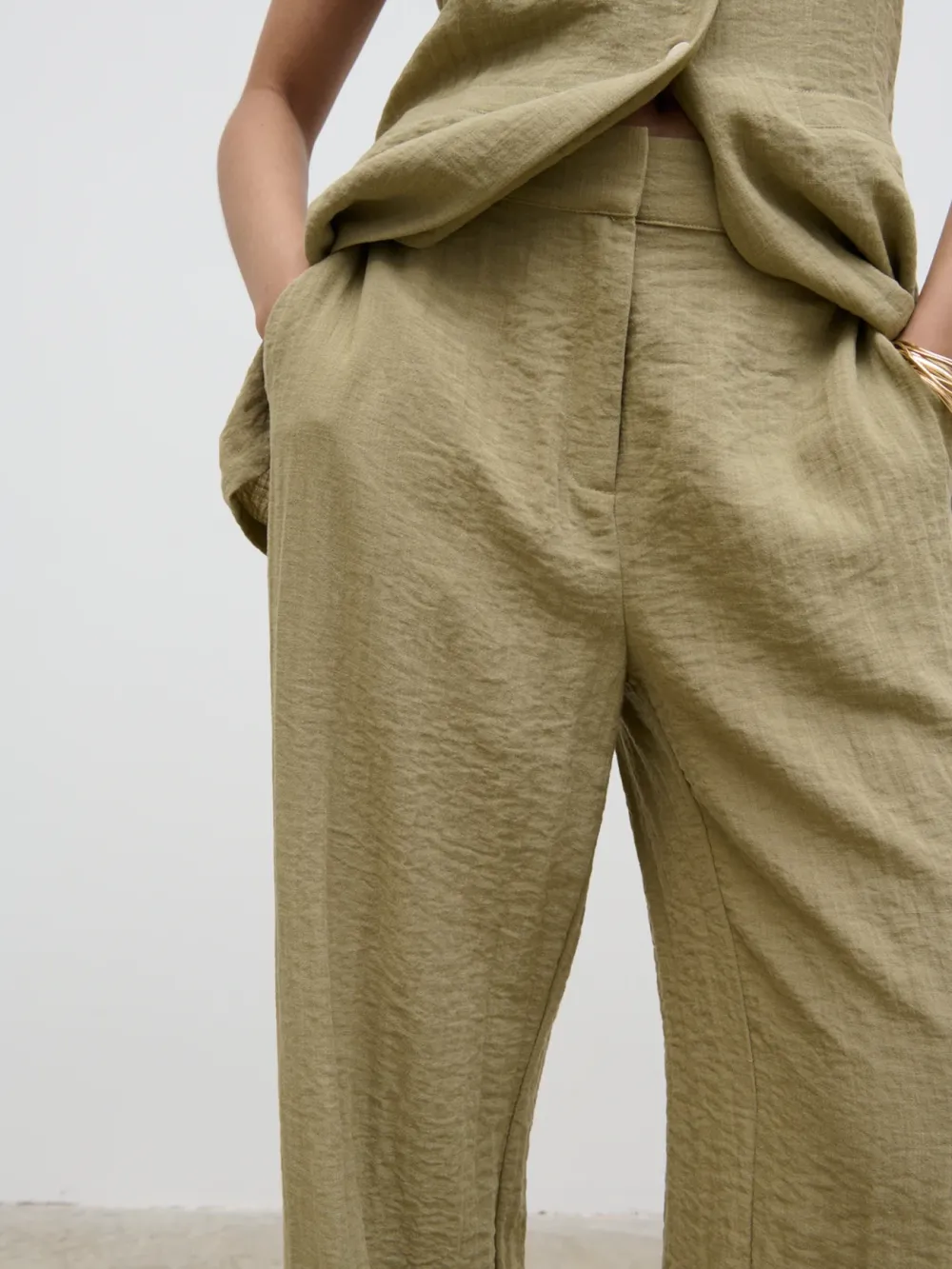 Casual Style Olive Trousers