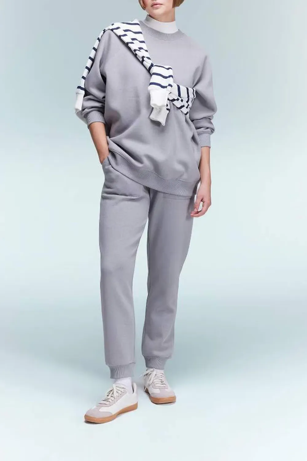 High-waisted Plain Long Pants