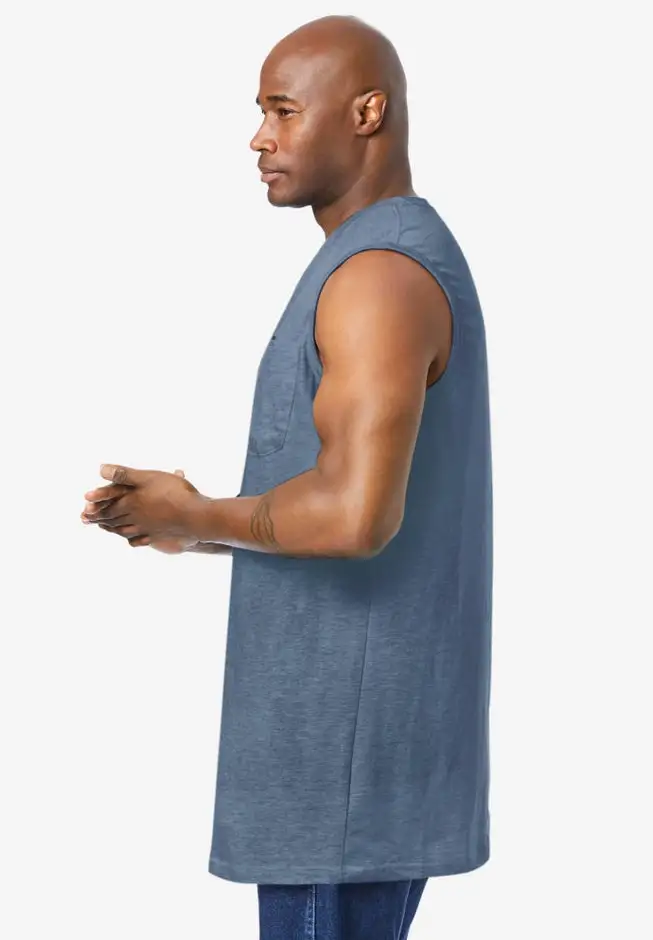 Shrink-Less Longer-Length Lightweight Muscle Pocket Tee