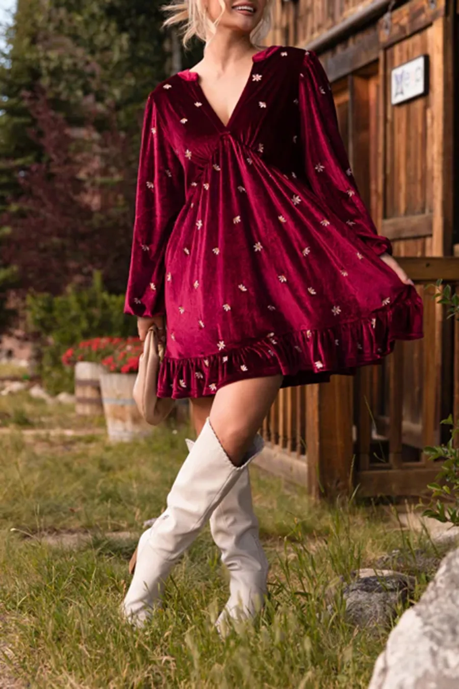 Burgundy Velvet Dress