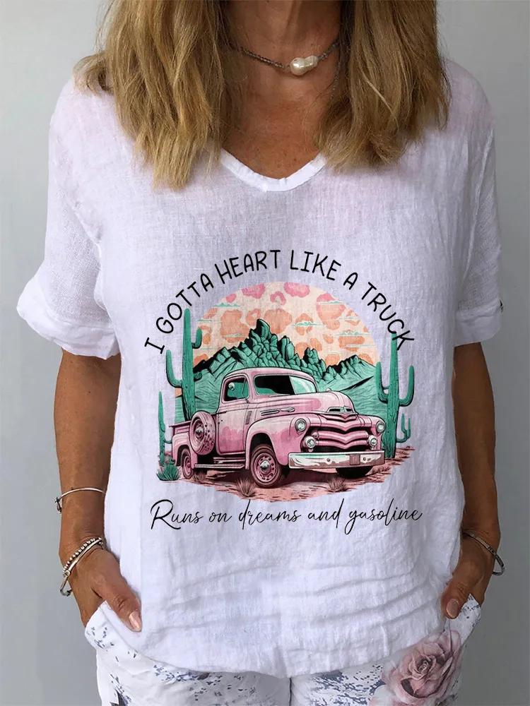 Women'S I Gotta Heart Like A Truck V-Neck Short-Sleeve Shirt