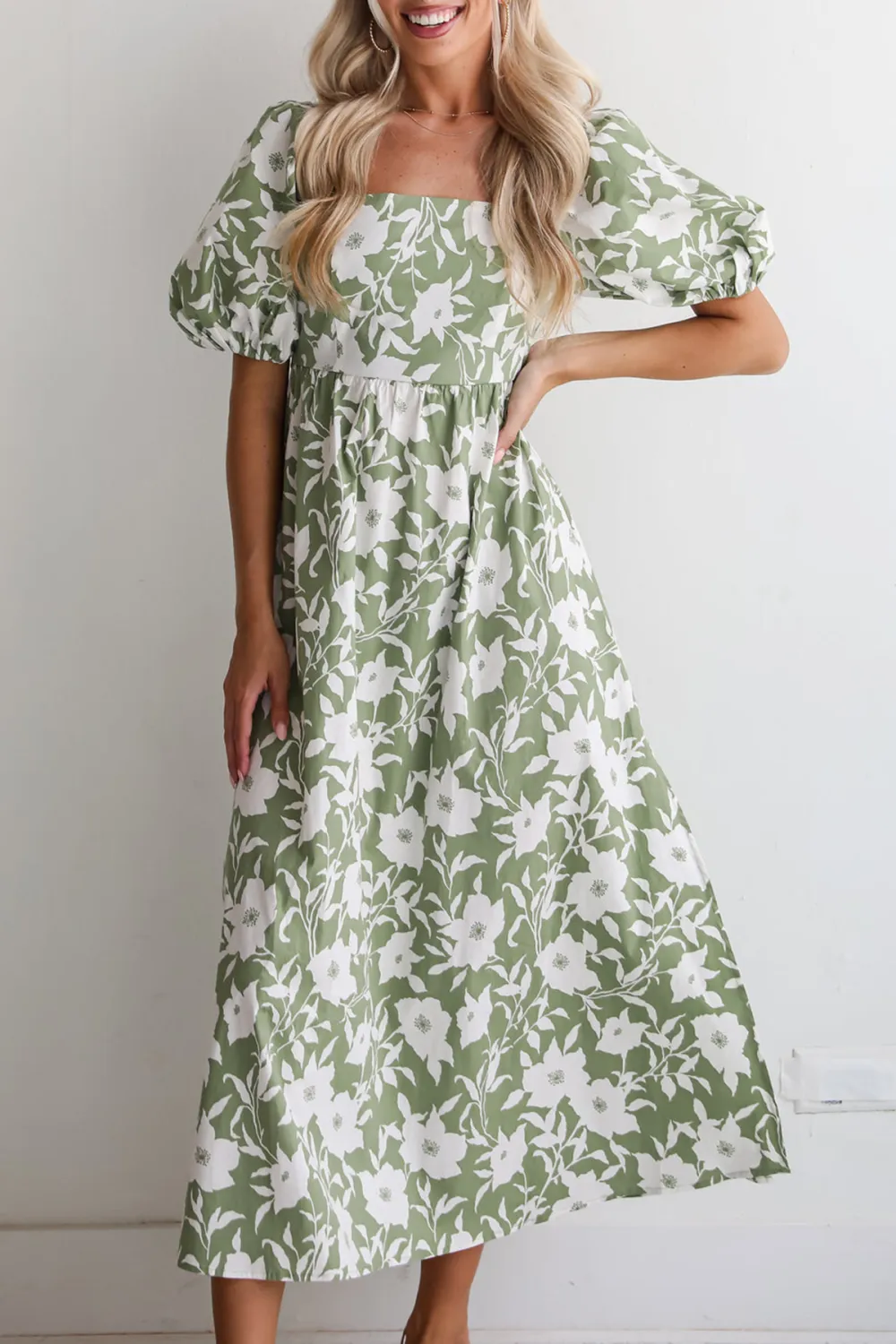Modern Sweetheart Sage Floral Maxi Dress