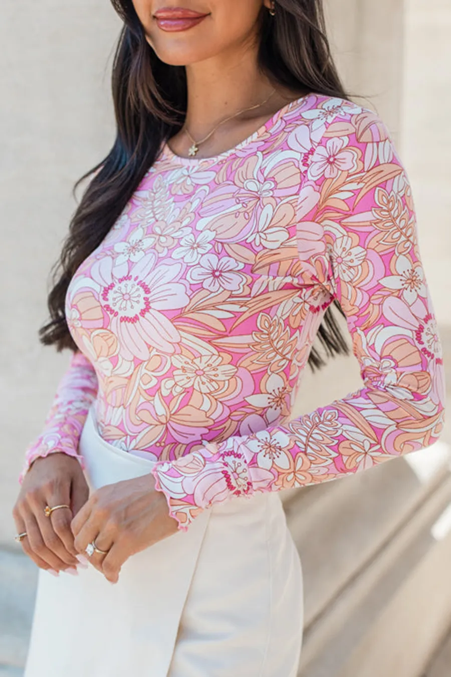 Pink Multi Printed Long Sleeve Bodysuit