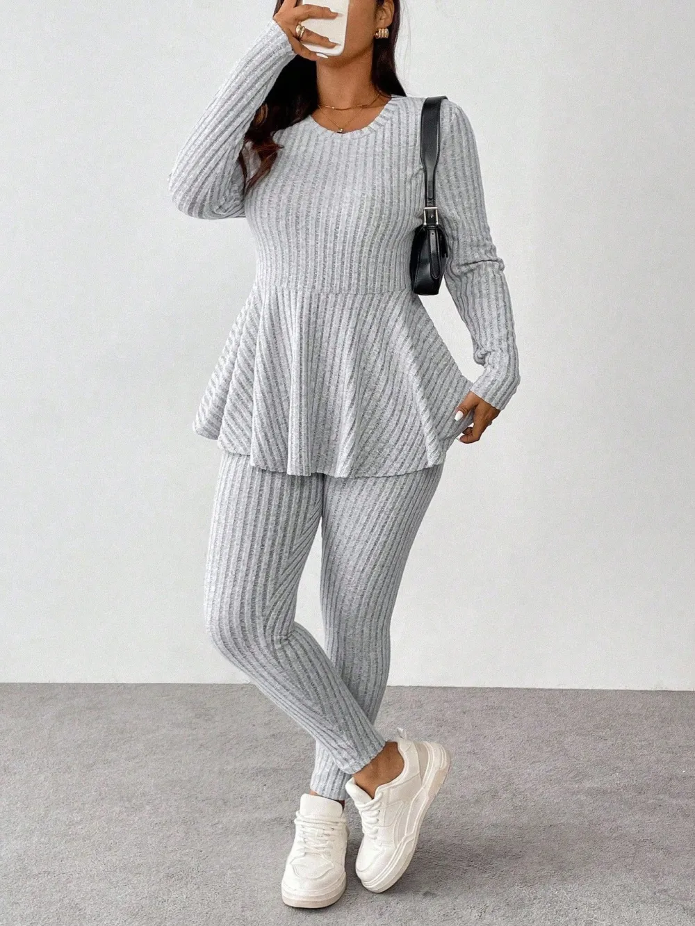Women's Plus Size Autumn-Winter Knit Co-ords Set