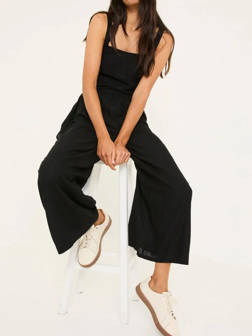 Black Strapless Wide Leg Jumpsuit