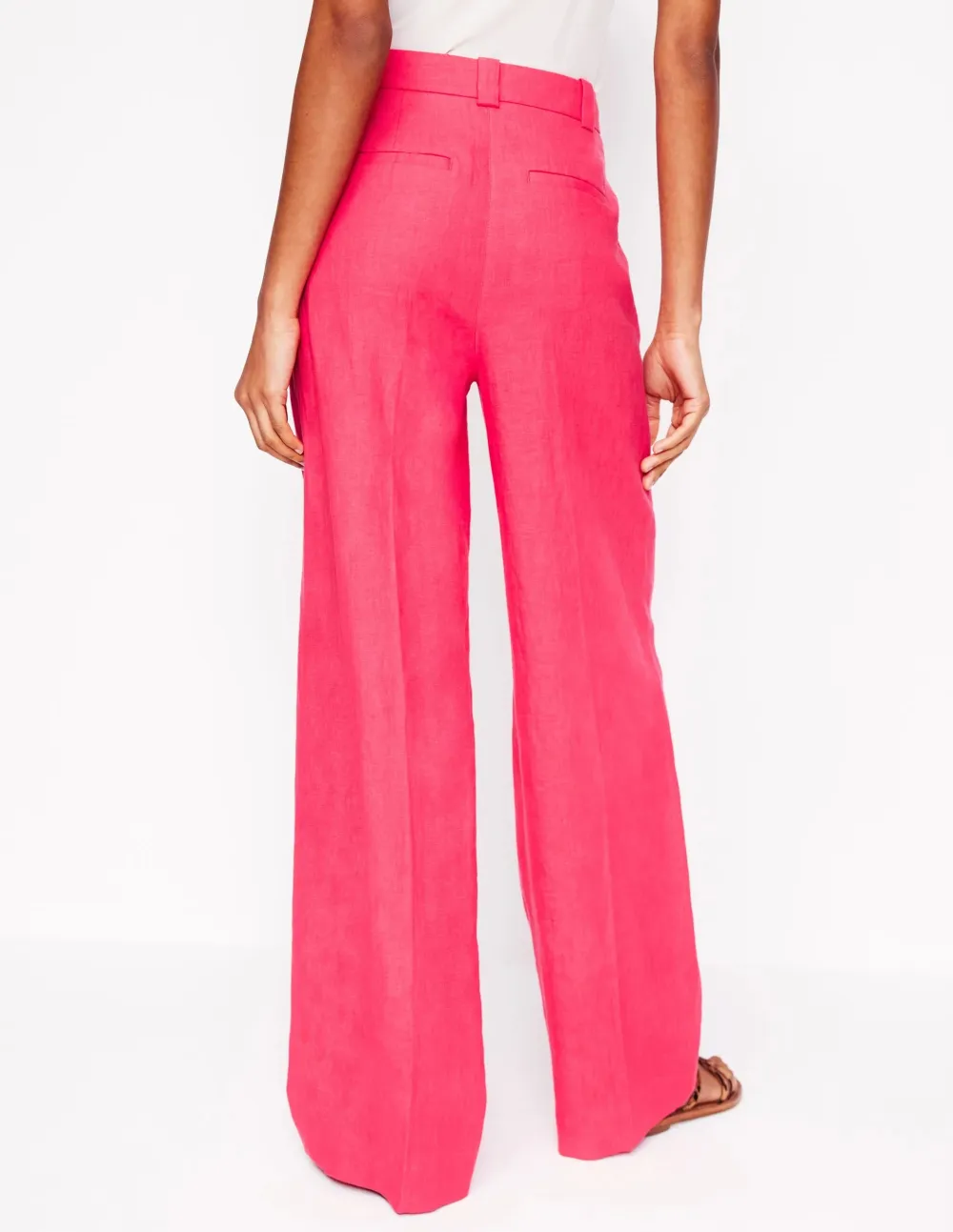 Hot Pink Wide - Leg Linen Pants