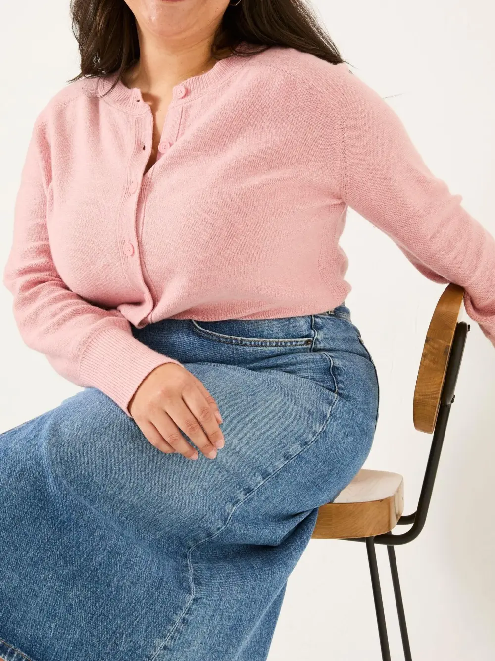 Mid Pink Knitted Button Front Cardigan