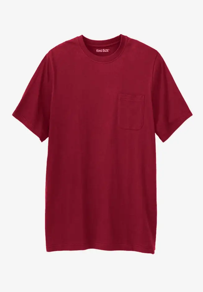 Shrink-Less Lightweight Longer-Length Crewneck Pocket T-Shirt