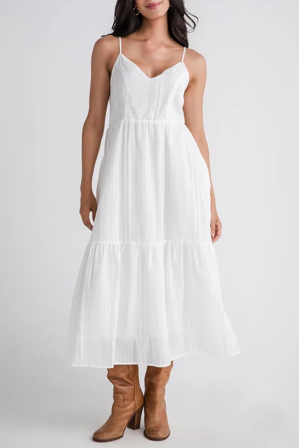 Woven Knit Midi Dress - Brown White Combo