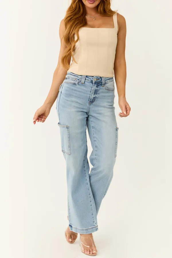 Beige Square Neck Bustier Tank Top