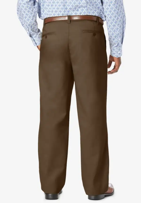 Relaxed Fit Wrinkle-Free Expandable Waist Pleated Pants