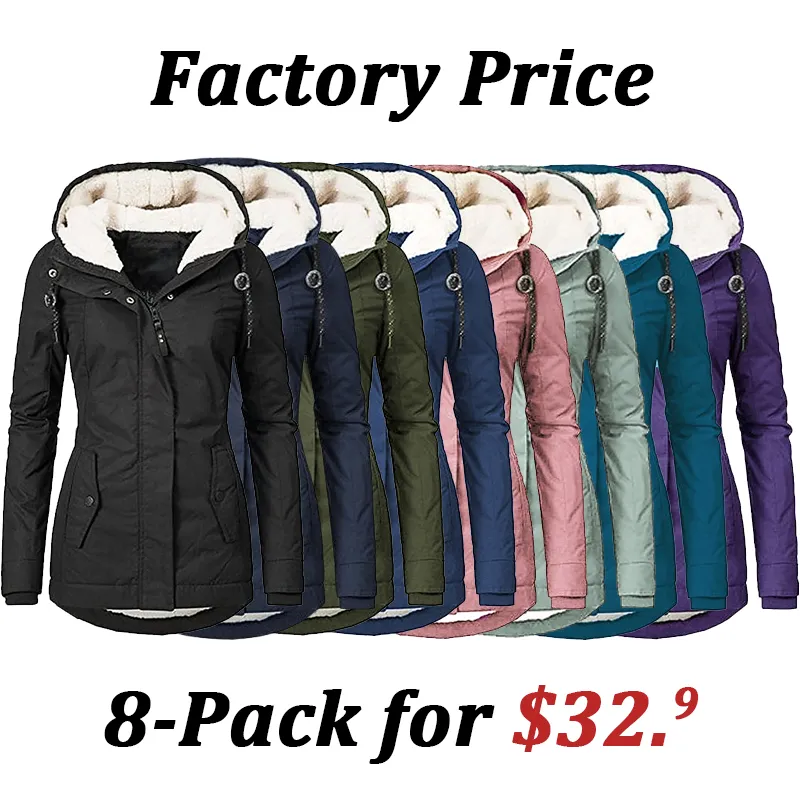 Women's Winter Warm Waterproof Parka - Full-Zip Hooded Puffer Coat