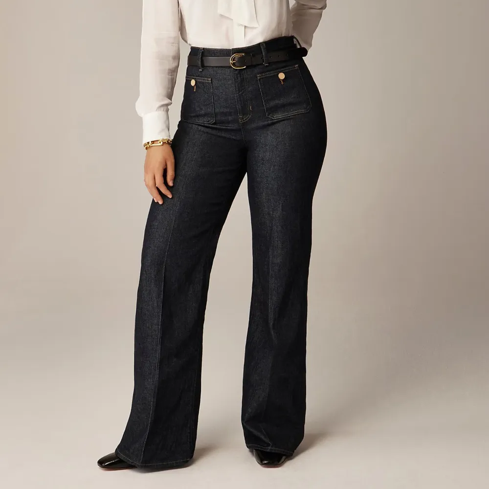 Wide-Leg Pocket Denim Trousers