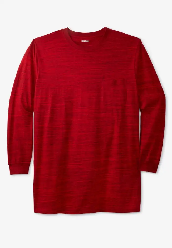 Shrink-Less Lightweight Longer-Length Long-Sleeve Crewneck Pocket Tee