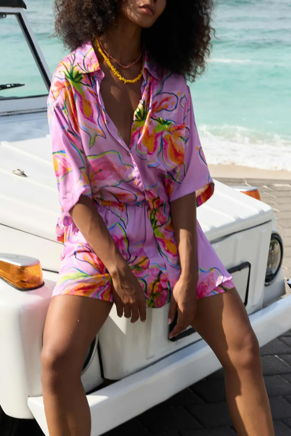 Lazy Vacation Style Lilac Lily Long-Sleeved Shirt